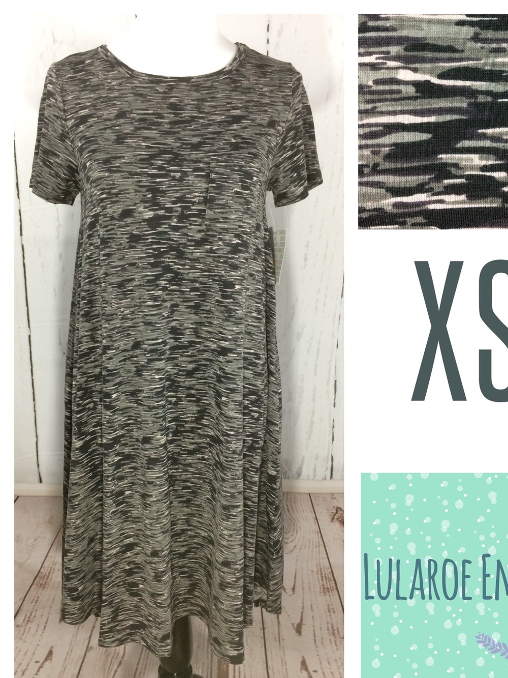 LuLaRoe Carly Dress in Grey and Black Space Dye